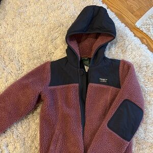 L.L. Bean Mauve and Navy Blue Hooded Fleece Jacket
